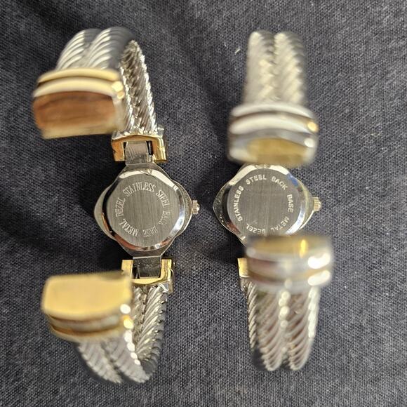 Two COLLEZIO Women's 25mm Twisted Cuff Band Crystal Vintage WATCH As Is Lot of 2 - Picture 4 of 6